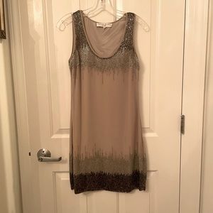 Trina Turk Champaign Colored Beautiful Beaded Cocktail Dress (2)
